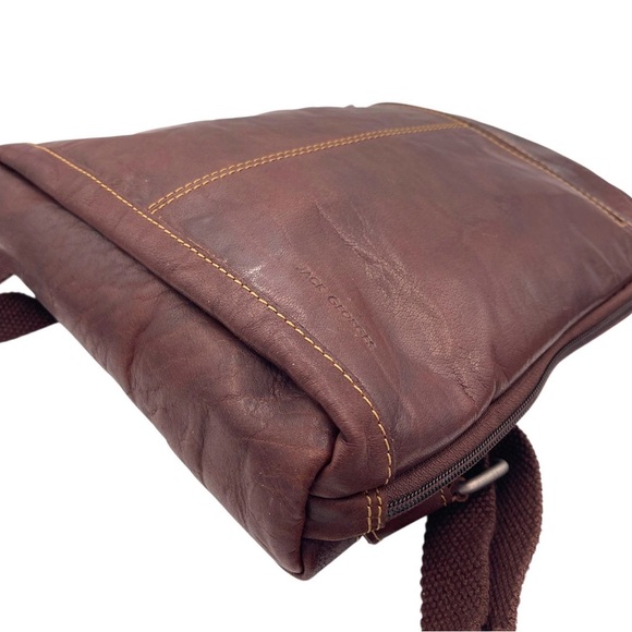 Jack George Voyager Convertible Dark Brown Leather Crossbody Bag Backpack - Picture 4 of 7